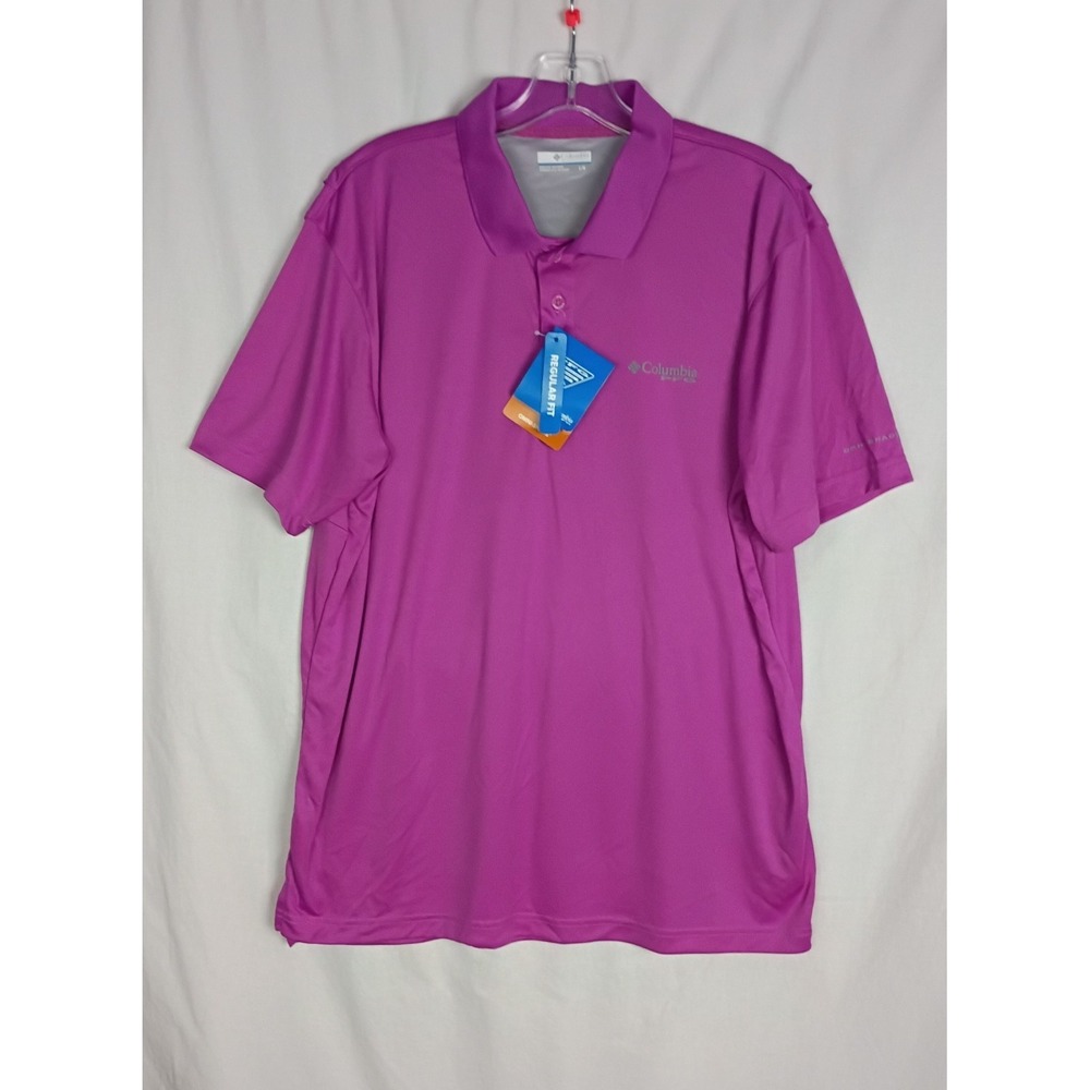 Columbia PFG Men's Sz L Deep Waves Purple Polo Shirt Vented Omnishade New